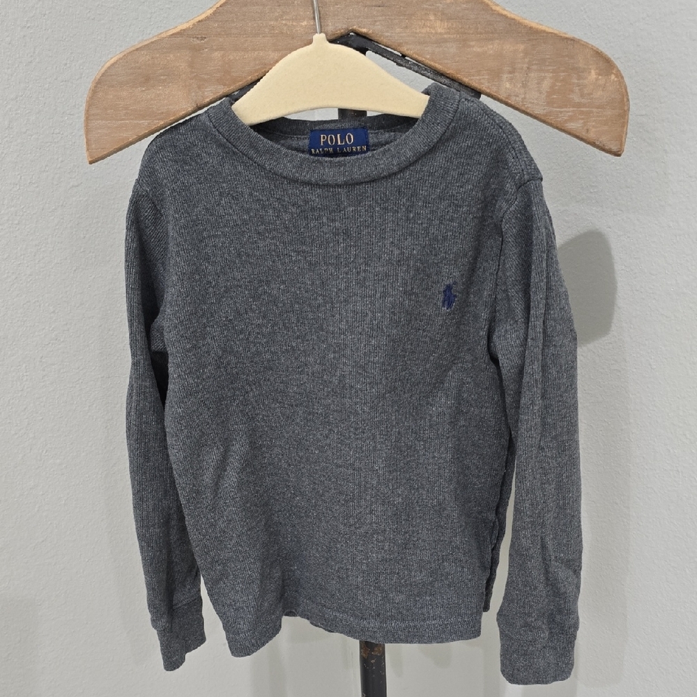 Polo by Ralph Lauren Boys 4T Long Sleeve Waffle Stretchy Fabric Dark Grey